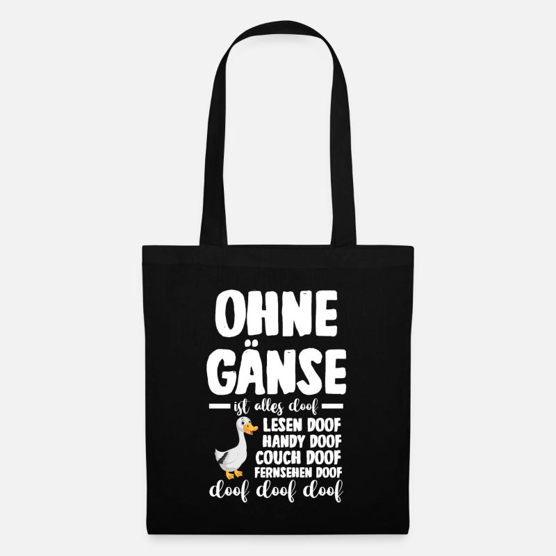 Gans Gänse - Stoffbeutel - Schwarz