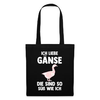 Gans Gänse - Stoffbeutel - Schwarz - Vorne