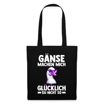 Gans Gänse - Stoffbeutel - Schwarz - Vorne