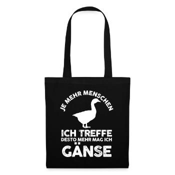 Gans Gänse - Stoffbeutel - Schwarz - Vorne