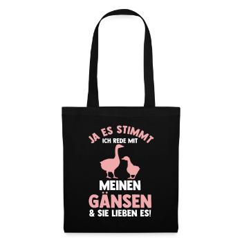 Gans Gänse - Stoffbeutel - Schwarz - Vorne