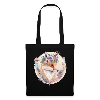 Cute Watercolor Fox Flower Crown Boho Aesthetic - Stoffbeutel - Schwarz - Vorne