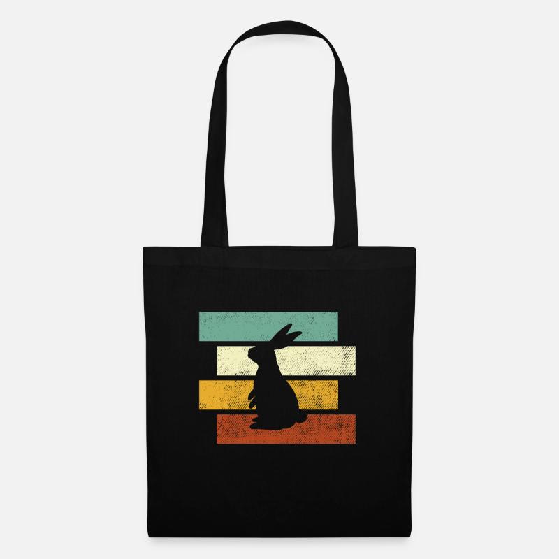Hase Retro - Stoffbeutel - Schwarz