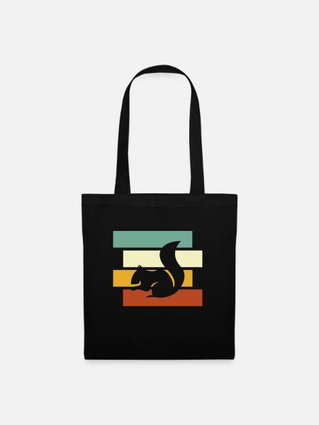 Eichhörnchen Retro - Stoffbeutel - Schwarz