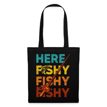 Fischen Angeln Angler - Stoffbeutel - Schwarz - Vorne