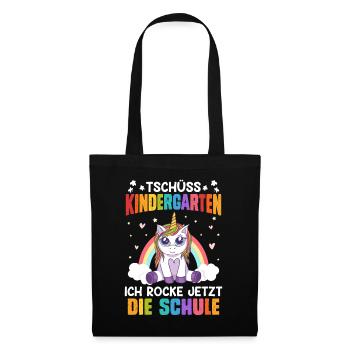 Tschüss Kindergarten Ich rocke jetzt die Schule - Stoffbeutel - Schwarz - Vorne