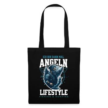 Ich Bin Dann Mal Angeln Fischer Angler - Stoffbeutel - Schwarz - Vorne