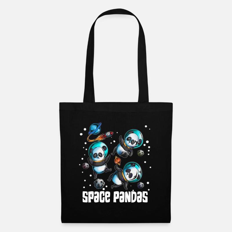 Space Pandas Raumschiff Planeten Asteroiden Medeor - Stoffbeutel - Schwarz
