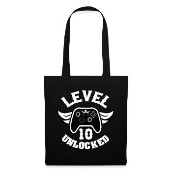 Level 10 Unlocked 10 Geburtstag - Stoffbeutel - Schwarz - Vorne