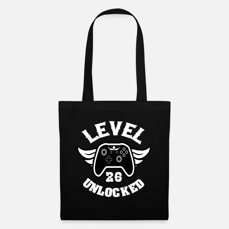 Level 26 Unlocked 26 Geburtstag - Stoffbeutel - Schwarz
