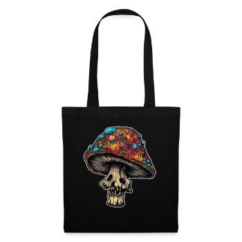 Trippy Mushrooms Skull - Stoffbeutel - Schwarz - Vorne