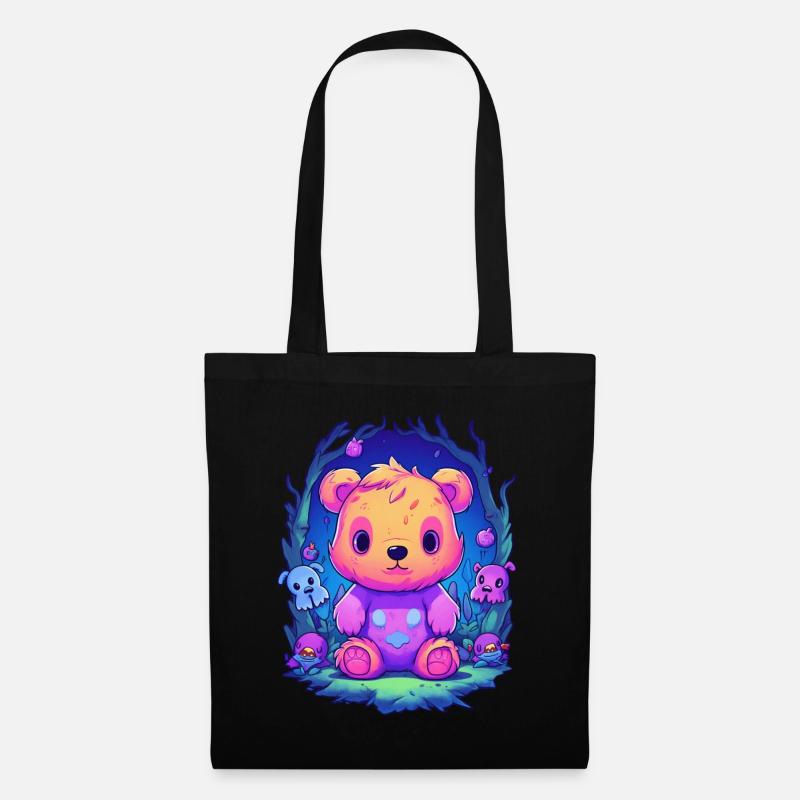 Cute Pink Bear Teddy Cuddly Toy - Tote Bag - black