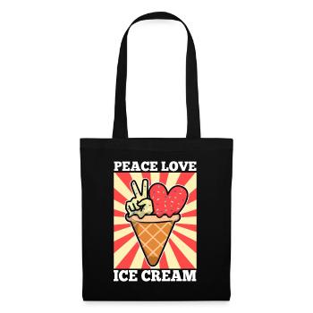 Peace Love Ice Cream - Stoffbeutel - Schwarz - Vorne