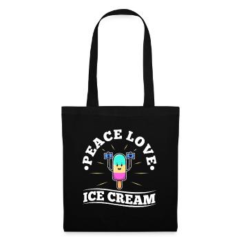 Peace Love Ice Cream - Stoffbeutel - Schwarz - Vorne