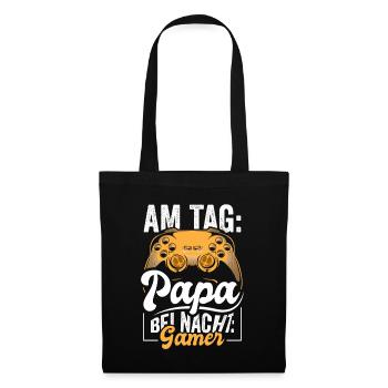 Am Tag Papa bei Nacht Gamer - Stoffbeutel - Schwarz - Vorne