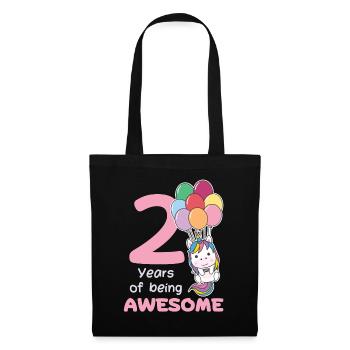Licorne pour les enfants de 2e anniversaire de deux ans - Sac en tissu - noir - Devant