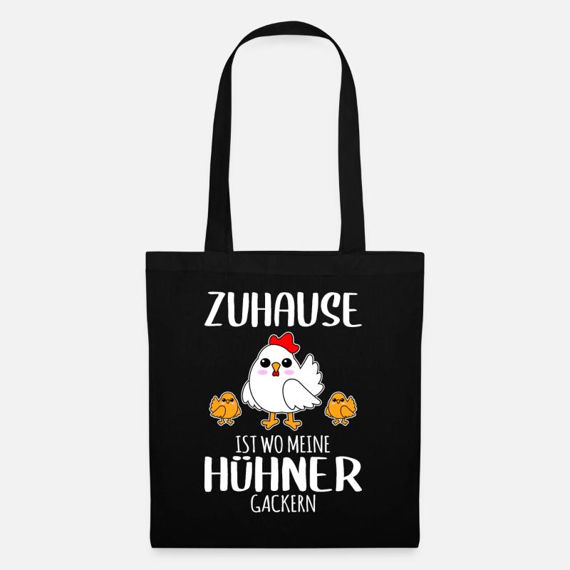 Hühner Huhn Hahn Hühnerbauer Hühnerstall Geschenk - Stoffbeutel - Schwarz