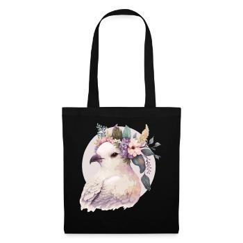 Cute White Dove Pigeon Bird Flower Crown Pet Birds - Tote Bag - black - Front