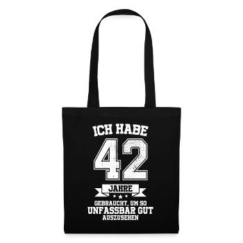 42. Geburtstag Geschenk Habe 42 Jahre Gebraucht - Stoffbeutel - Schwarz - Vorne