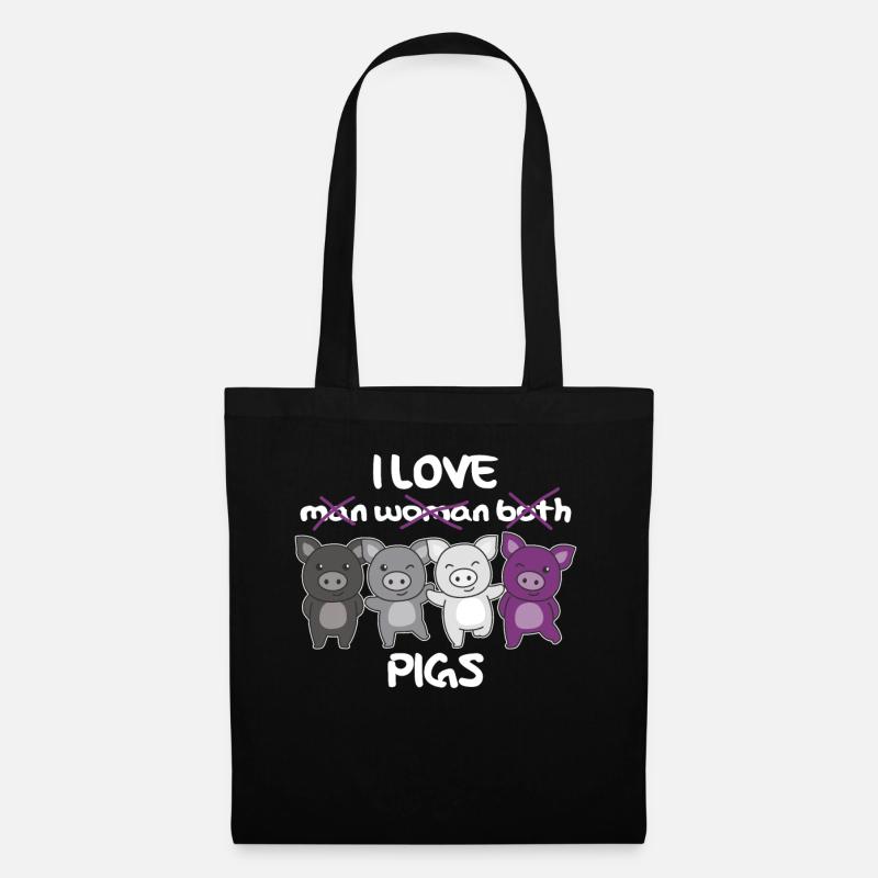 Asexuell Flag Pride LGBTQ süße Schwein - Stoffbeutel - Schwarz