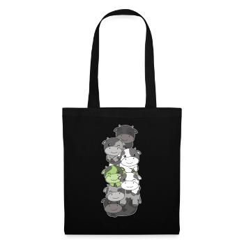 Agender Flag Pride LGBTQ Cute Cow Stack - Tote Bag - black - Front