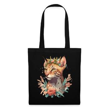 Bengal Cat Flower Crown Pet Cat Breed Floral Sprin - Stoffbeutel - Schwarz - Vorne