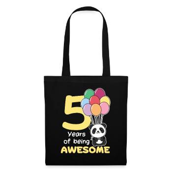 Panda for 5th birthday children five years old - Tote Bag - black - Front