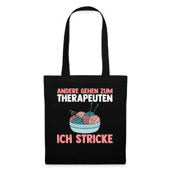 Häkeln Nähen Stricken - Stoffbeutel - Schwarz - Vorne