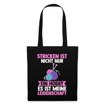 Häkeln Nähen Stricken - Stoffbeutel - Schwarz - Vorne