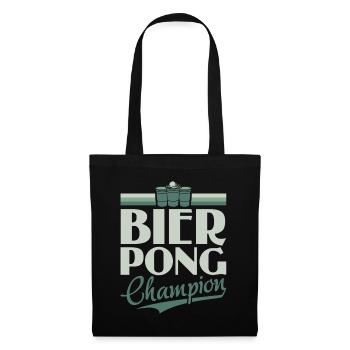 Bier Pong Champion - Bierpong Saufen Bier Pong - Stoffbeutel - Schwarz - Vorne