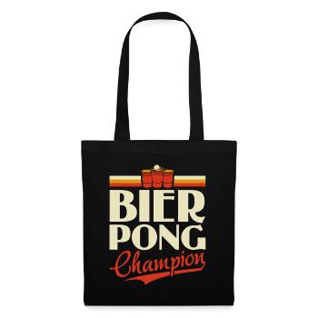 Bier Pong Champion - Bierpong Saufen Bier Pong - Stoffbeutel - Schwarz - Vorne