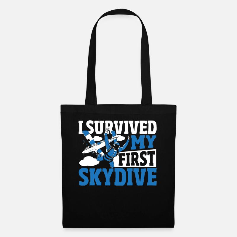 I Survived My First Skydive Skydiving Parachuting - Tote Bag - black