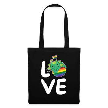 Regenbogen Flag Pride LGBTQ süßer Drache Love - Stoffbeutel - Schwarz - Vorne