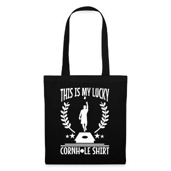 C’est ma chemise porte-bonheur en cornhole - Sac en tissu - noir - Devant