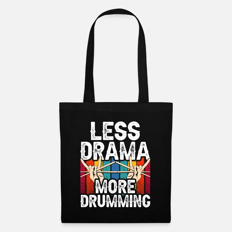 Less Drama More Drums Drums Drum - Tote Bag - black