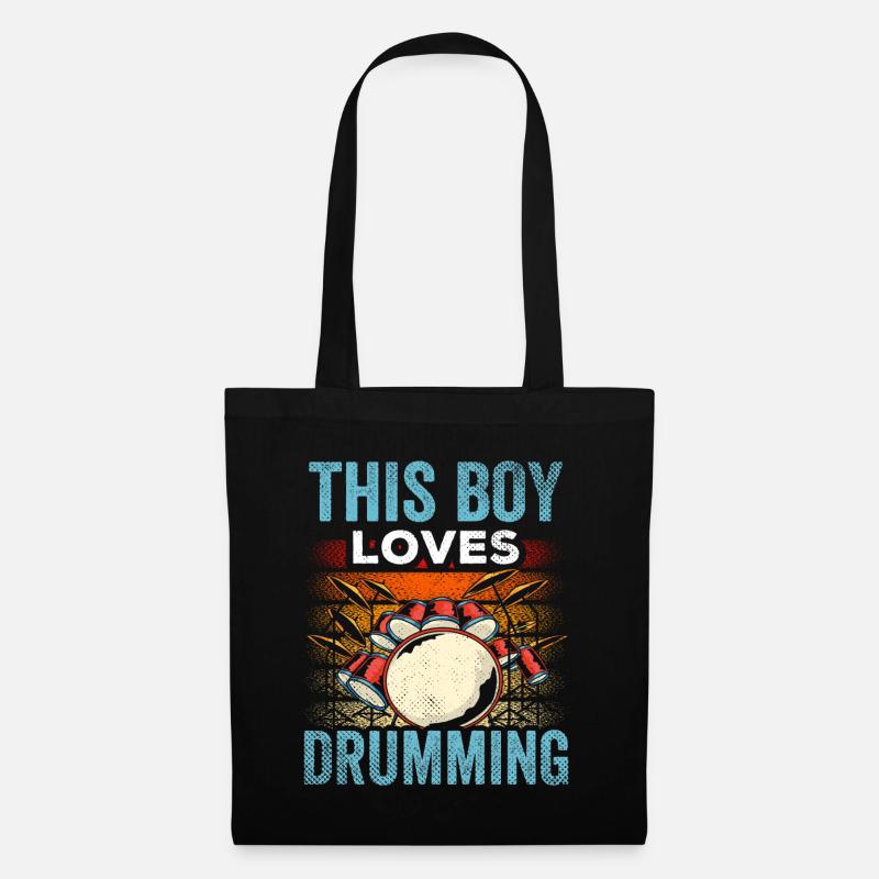 Dieser Junge Liebt Das Trommeln Drum Schlagzeug - Stoffbeutel - Schwarz