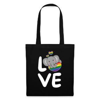 Rainbow Flag Pride LGBTQ Mignon éléphant Amour - Sac en tissu - noir - Devant