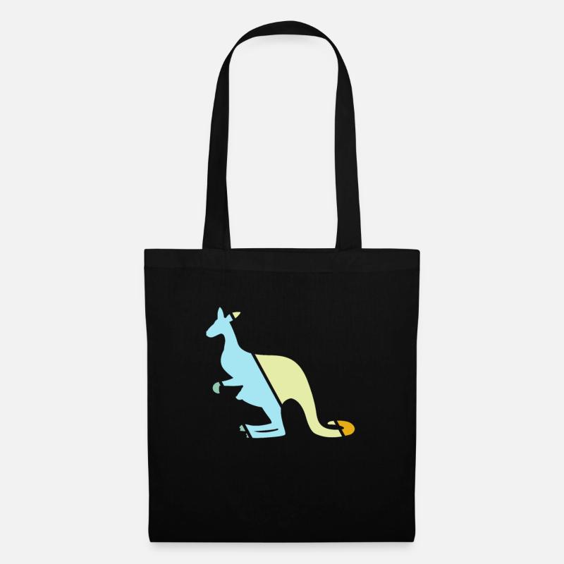 Känguru Retro - Stoffbeutel - Schwarz
