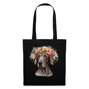 Cute Great Dane Flower Crown Pet Dog Breed Floral - Stoffbeutel - Schwarz - Vorne