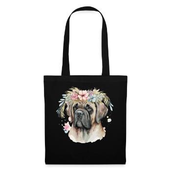 Cute English Mastiff Flower Crown Pet Dog Breed Fl - Tote Bag - black - Front