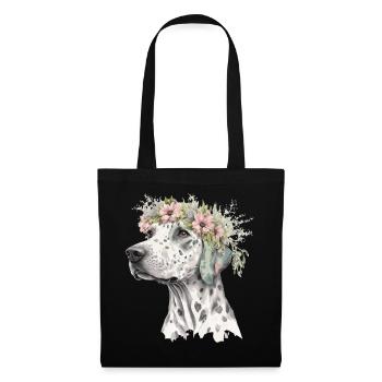 Cute Dalmatian Flower Crown Pet Dog Breed Floral P - Tote Bag - black - Front