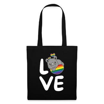 Rainbow Flag Pride LGBTQ Cute Rhino Love - Tote Bag - black - Front