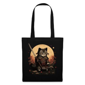 Samurai Cat Kawaii Japanese Ninja Cat - Tote Bag - black - Front