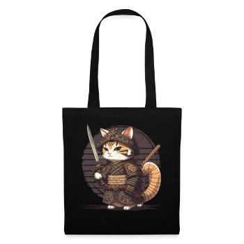 Samurai Cat Kawaii Japanese Ninja Cat - Tote Bag - black - Front