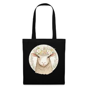 Cottagecore Cute Baby Sheep Pet Flower Farm Animal - Tote Bag - black - Front