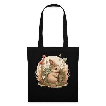 Cottagecore Mignon Bébé lapin Lapin Aquarelle Flow - Sac en tissu - noir - Devant