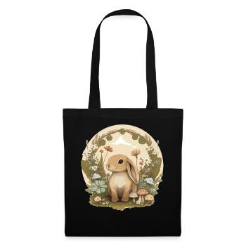 Cottagecore Mignon Bébé lapin Lapin Aquarelle Flow - Sac en tissu - noir - Devant