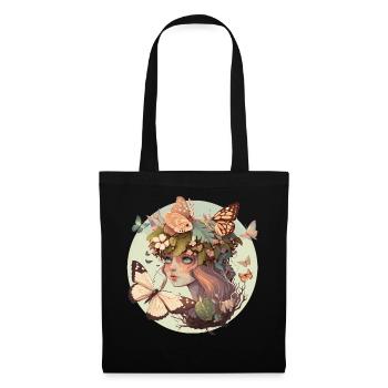 Cottagecore Butterfly Girl Cute Goblincore Fantasy - Tote Bag - black - Front