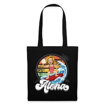 Aloha Hawaïen Hawaïen Surfeur Surf - Sac en tissu - noir - Devant