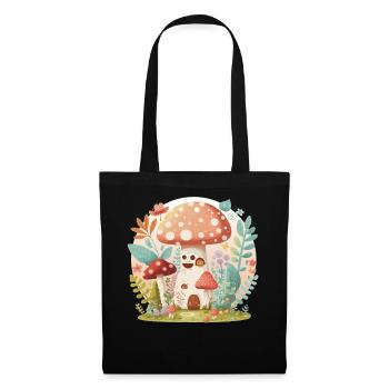 Cottagecore Mushroom Toadstool House Cute Forest - Tote Bag - black - Front